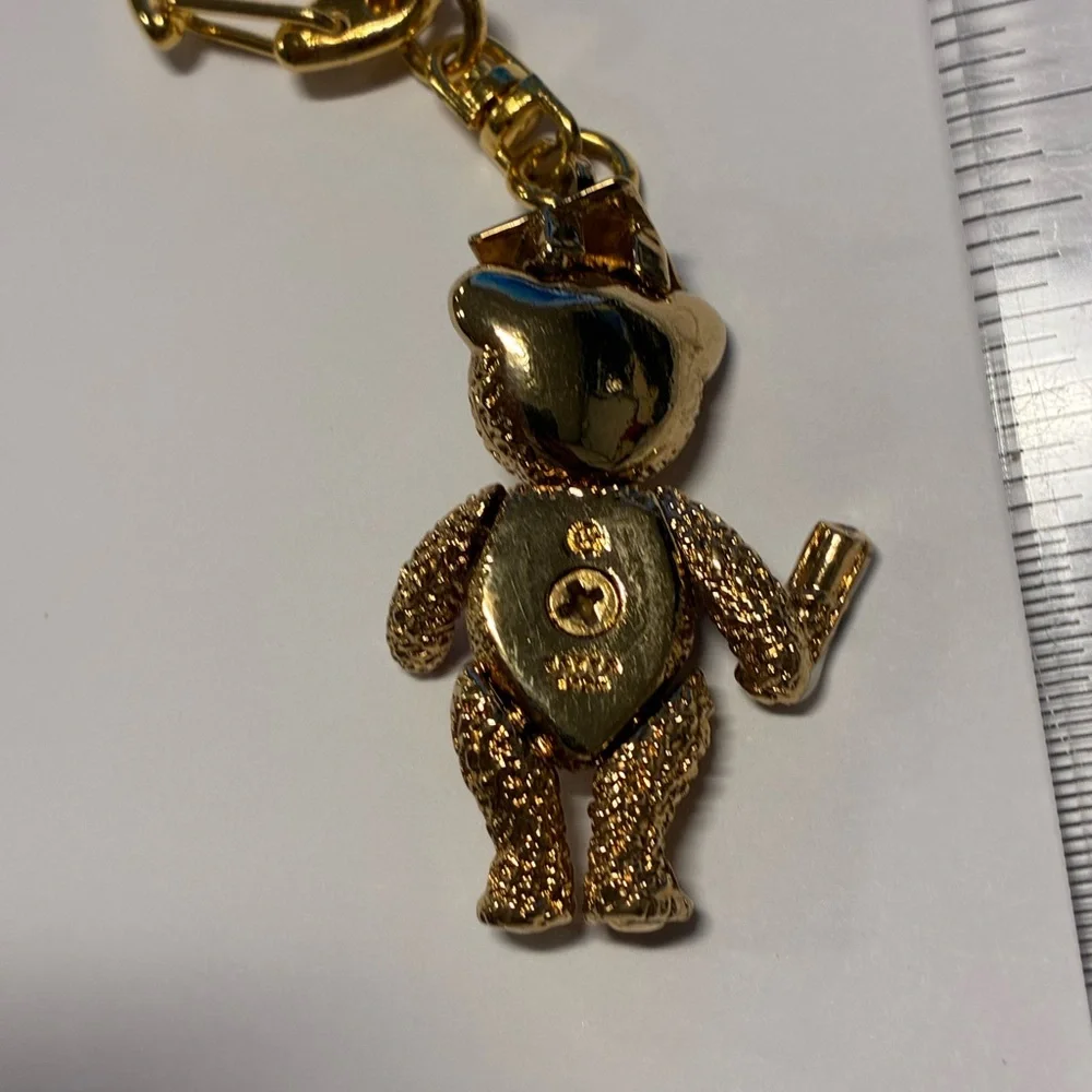 Vintage Teddy Bear Keychain with Red Accents - Picture 2 of 6